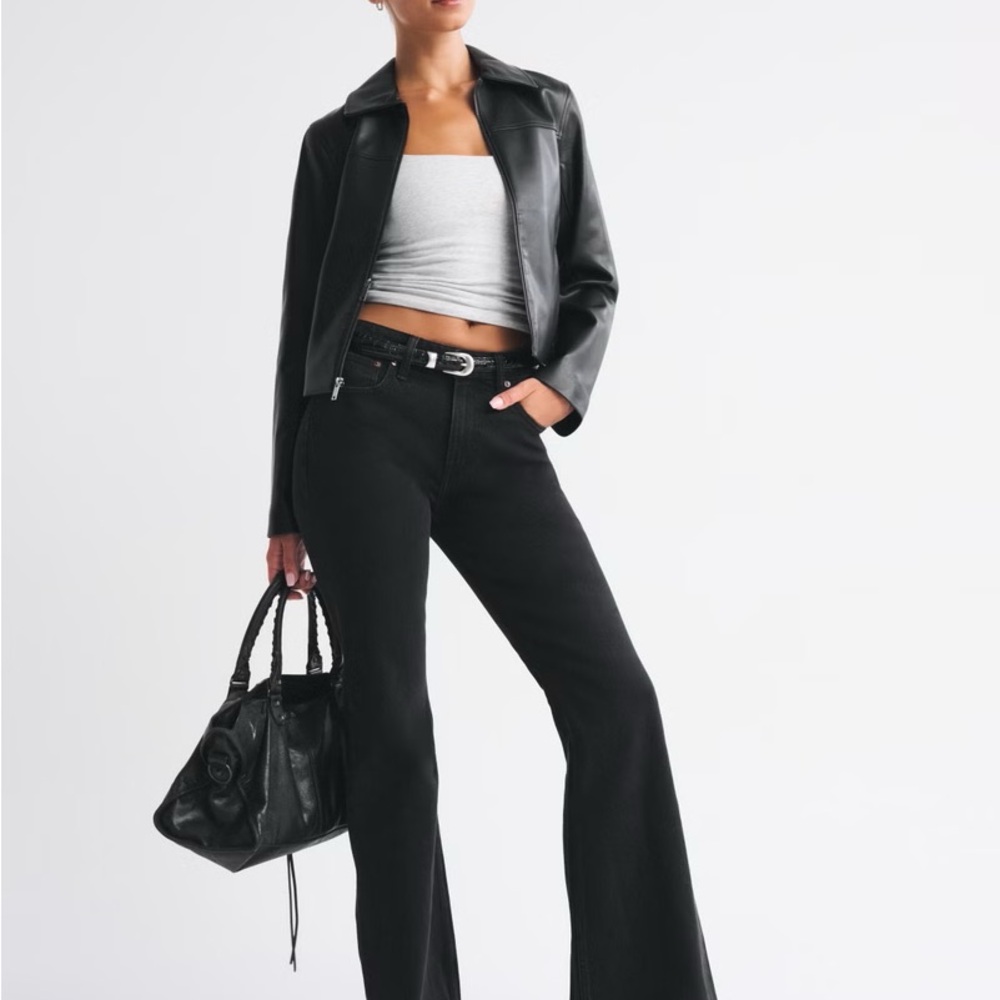 Abercrombie Curve Love Flare Ultra High Rise Black Jeans